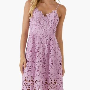 Lilac Floral Lace Embroidery Dress